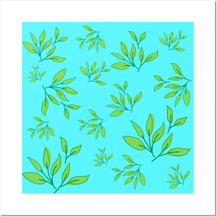 Green leaves decorative pattern Posters and Art